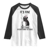Funny Cat Nurse Raglan Shirt It Is Fine I Am Fine Everything Is Fine - Wonder Print Shop