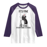 Funny Cat Nurse Raglan Shirt It Is Fine I Am Fine Everything Is Fine - Wonder Print Shop