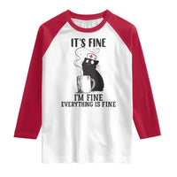 Funny Cat Nurse Raglan Shirt It Is Fine I Am Fine Everything Is Fine - Wonder Print Shop
