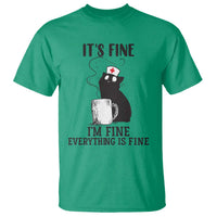 Funny Cat Nurse T Shirt It Is Fine I Am Fine Everything Is Fine - Wonder Print Shop