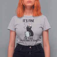 Funny Cat Nurse T Shirt For Women It Is Fine I Am Fine Everything Is Fine - Wonder Print Shop