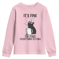 Funny Cat Nurse Youth Sweatshirt It Is Fine I Am Fine Everything Is Fine - Wonder Print Shop
