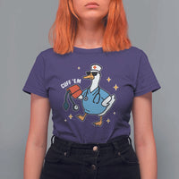 Cuff 'Em ER Nurse T Shirt For Women Funny Silly Goose Meme - Wonder Print Shop