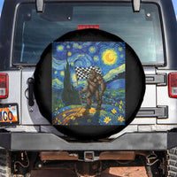 Bigfoot Racing Spare Tire Cover Sasquatch Checkered Flag Starry Night Van Gogh - Wonder Print Shop