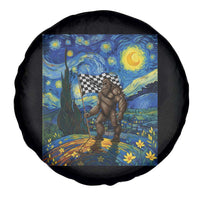 Bigfoot Racing Spare Tire Cover Sasquatch Checkered Flag Starry Night Van Gogh - Wonder Print Shop