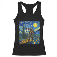Bigfoot Racing Racerback Tank Top Sasquatch Checkered Flag Starry Night Van Gogh - Wonder Print Shop