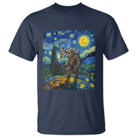Bigfoot Racing T Shirt Sasquatch Checkered Flag Starry Night Van Gogh - Wonder Print Shop