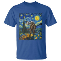 Bigfoot Racing T Shirt Sasquatch Checkered Flag Starry Night Van Gogh - Wonder Print Shop
