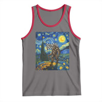 Bigfoot Racing Tank Top Sasquatch Checkered Flag Starry Night Van Gogh - Wonder Print Shop