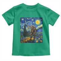Bigfoot Racing Toddler T Shirt Sasquatch Checkered Flag Starry Night Van Gogh - Wonder Print Shop