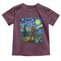Bigfoot Racing Toddler T Shirt Sasquatch Checkered Flag Starry Night Van Gogh - Wonder Print Shop