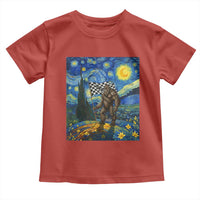 Bigfoot Racing Toddler T Shirt Sasquatch Checkered Flag Starry Night Van Gogh - Wonder Print Shop