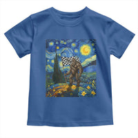 Bigfoot Racing Toddler T Shirt Sasquatch Checkered Flag Starry Night Van Gogh - Wonder Print Shop