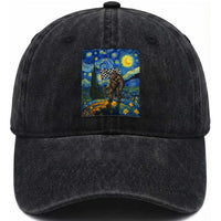 Bigfoot Racing Washed Cotton Baseball Cap Sasquatch Checkered Flag Starry Night Van Gogh