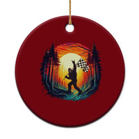 Bigfoot Racing Ceramic Ornament Sasquatch Checkered Flag - Wonder Print Shop