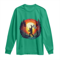 Bigfoot Racing Long Sleeve Shirt Sasquatch Checkered Flag - Wonder Print Shop