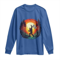 Bigfoot Racing Long Sleeve Shirt Sasquatch Checkered Flag - Wonder Print Shop