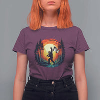 Bigfoot Racing T Shirt For Women Sasquatch Checkered Flag - Wonder Print Shop