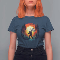 Bigfoot Racing T Shirt For Women Sasquatch Checkered Flag - Wonder Print Shop