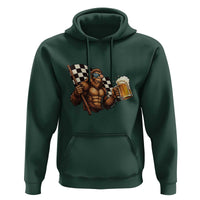 Funny Bigfoot Hoodie Sasquatch Drinking Beer Racing Car - Wonder Print Shop