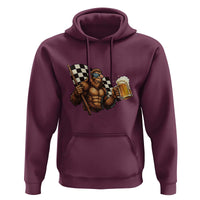 Funny Bigfoot Hoodie Sasquatch Drinking Beer Racing Car - Wonder Print Shop