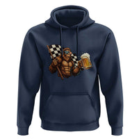 Funny Bigfoot Hoodie Sasquatch Drinking Beer Racing Car - Wonder Print Shop