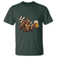 Funny Bigfoot T Shirt Sasquatch Drinking Beer Racing Car - Wonder Print Shop
