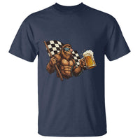 Funny Bigfoot T Shirt Sasquatch Drinking Beer Racing Car - Wonder Print Shop