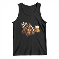 Funny Bigfoot Tank Top Sasquatch Drinking Beer Racing Car - Wonder Print Shop