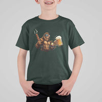 Funny Bigfoot BBQ Party T Shirt For Kid Sasquatch Drinking Beer Celebrate Championship - Wonder Print Shop