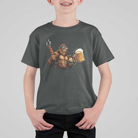 Funny Bigfoot BBQ Party T Shirt For Kid Sasquatch Drinking Beer Celebrate Championship - Wonder Print Shop