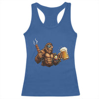 Funny Bigfoot BBQ Party Racerback Tank Top Sasquatch Drinking Beer Celebrate Championship - Wonder Print Shop
