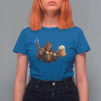 Funny Bigfoot BBQ Party T Shirt For Women Sasquatch Drinking Beer Celebrate Championship - Wonder Print Shop