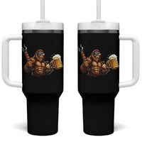 Funny Bigfoot BBQ Party Tumbler With Handle Sasquatch Drinking Beer Celebrate Championship
