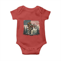 Bigfoot Dirt Bike Baby Onesie Patriotic Sasquatch American Flag - Wonder Print Shop