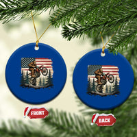 Bigfoot Dirt Bike Ceramic Ornament Patriotic Sasquatch American Flag - Wonder Print Shop