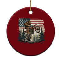 Bigfoot Dirt Bike Ceramic Ornament Patriotic Sasquatch American Flag - Wonder Print Shop