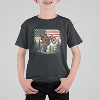 Bigfoot Dirt Bike T Shirt For Kid Patriotic Sasquatch American Flag - Wonder Print Shop