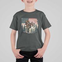 Bigfoot Dirt Bike T Shirt For Kid Patriotic Sasquatch American Flag - Wonder Print Shop