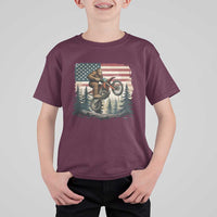 Bigfoot Dirt Bike T Shirt For Kid Patriotic Sasquatch American Flag - Wonder Print Shop