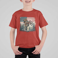 Bigfoot Dirt Bike T Shirt For Kid Patriotic Sasquatch American Flag - Wonder Print Shop
