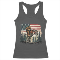 Bigfoot Dirt Bike Racerback Tank Top Patriotic Sasquatch American Flag - Wonder Print Shop