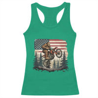 Bigfoot Dirt Bike Racerback Tank Top Patriotic Sasquatch American Flag - Wonder Print Shop