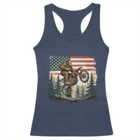 Bigfoot Dirt Bike Racerback Tank Top Patriotic Sasquatch American Flag - Wonder Print Shop