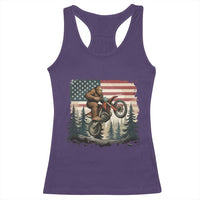 Bigfoot Dirt Bike Racerback Tank Top Patriotic Sasquatch American Flag - Wonder Print Shop