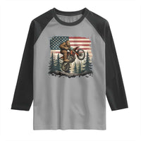 Bigfoot Dirt Bike Raglan Shirt Patriotic Sasquatch American Flag - Wonder Print Shop