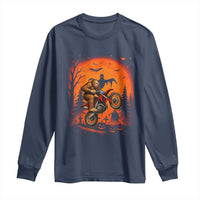 Bigfoot Dirt Bike Long Sleeve Shirt Sasquatch Halloween Creepy Biker - Wonder Print Shop