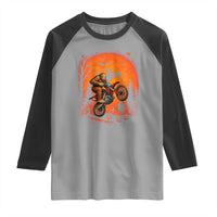 Bigfoot Dirt Bike Raglan Shirt Sasquatch Halloween Creepy Biker - Wonder Print Shop