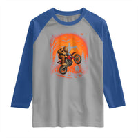 Bigfoot Dirt Bike Raglan Shirt Sasquatch Halloween Creepy Biker - Wonder Print Shop
