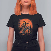 Bigfoot Dirt Bike T Shirt For Women Sasquatch Halloween Creepy Biker - Wonder Print Shop
